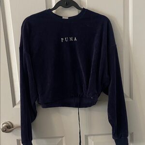 Puma Dark Navy Cropped Pullover Hoodie